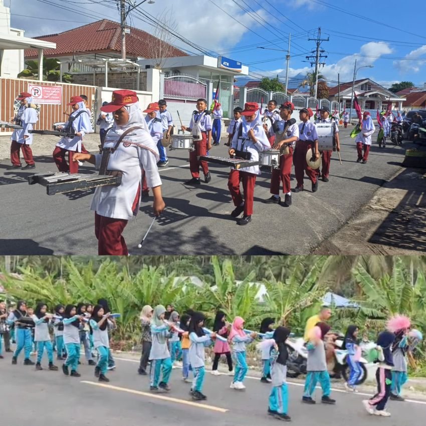 Semangat sambut Kemerdekaan ke 80,Animo Siswa-siswi di Tabagsel Latihan Baris Berbaris,Tidak Surut hingga Tetes Keringat Basahi Tubuh