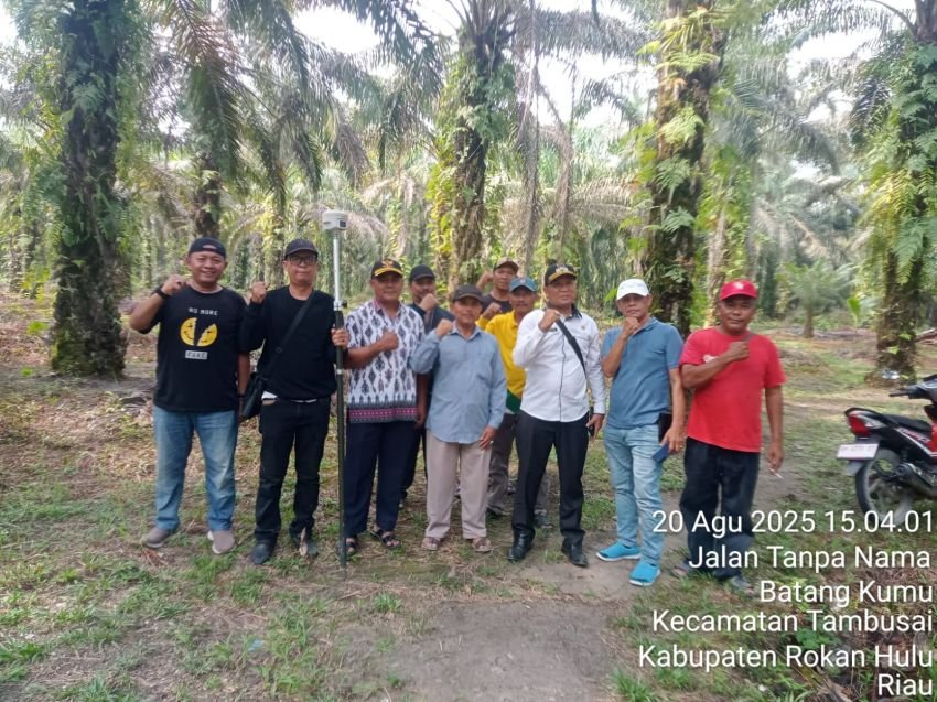 Demi Kesejahteraan Koptan, Ketum Satgas Nasional HMTN-MP Budi Ilham Nasution Investigasi Tapal Batas Desa Mekar Jaya Kecamatan Tambusai