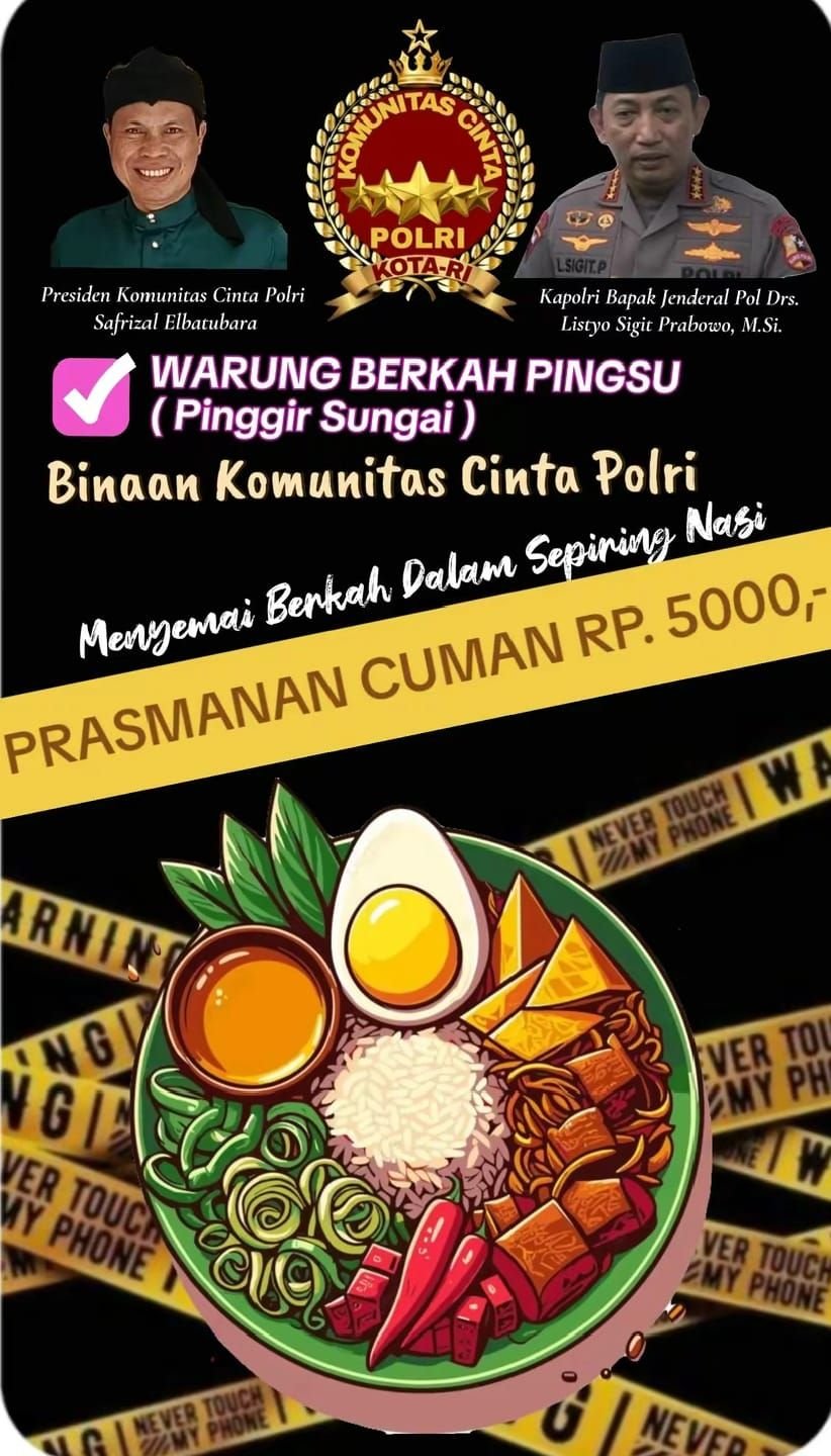 Komunitas Cinta Polri Kota-RI Dirikan Warung Berkah Pinggir Sungai di Deli Serdang
