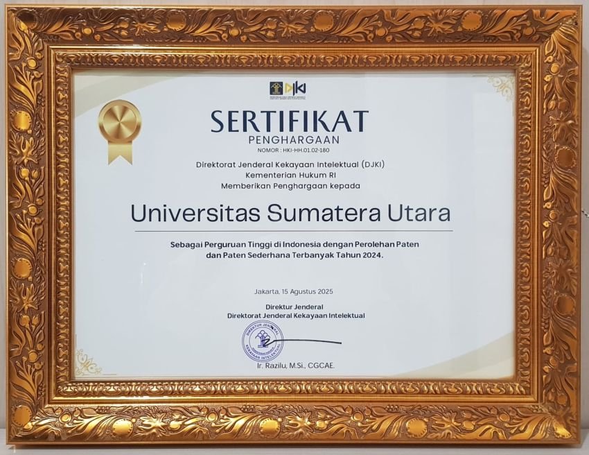 Di Bawah Kepemimpinan Prof Muryanto Amin, USU Catat Rekor Paten Terbanyak