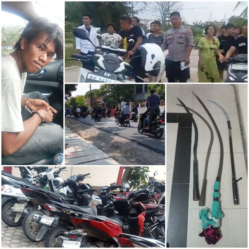 Reskrim Polsek Helvetia Gercep Dumas Aksi Genk Motor, 3 Pemuda dan 6 Roda Dua Juga Sajam Diamankan