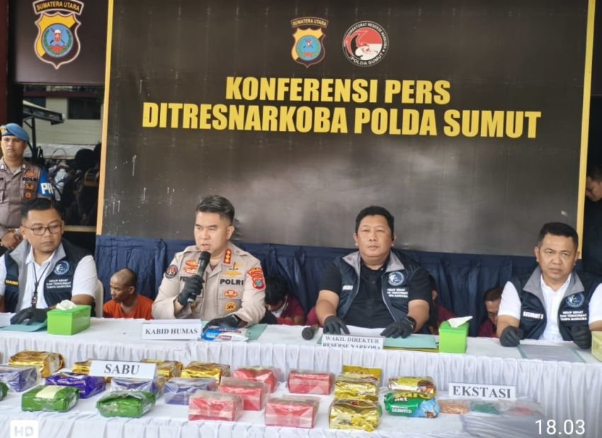 Polda Sumut Ungkap 114 Kasus Narkoba 149 Tersangka, 22,8 Kg Sabu & 1.008 Butir Ekstasi Disita