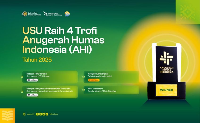 USU Konsisten Berprestasi, Raih 4 Penghargaan Kehumasan di Ajang Bergengsi AHI 2025
