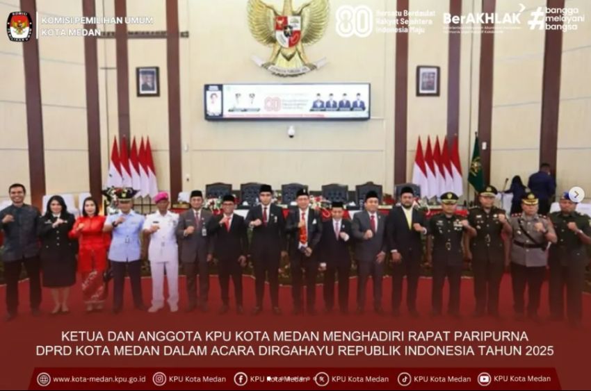 Rapat Paripurna DPRD Kota Medan dalam acara HUT Republik Indonesia Tahun 2025 Diikuti oleh KPU Kota Medan