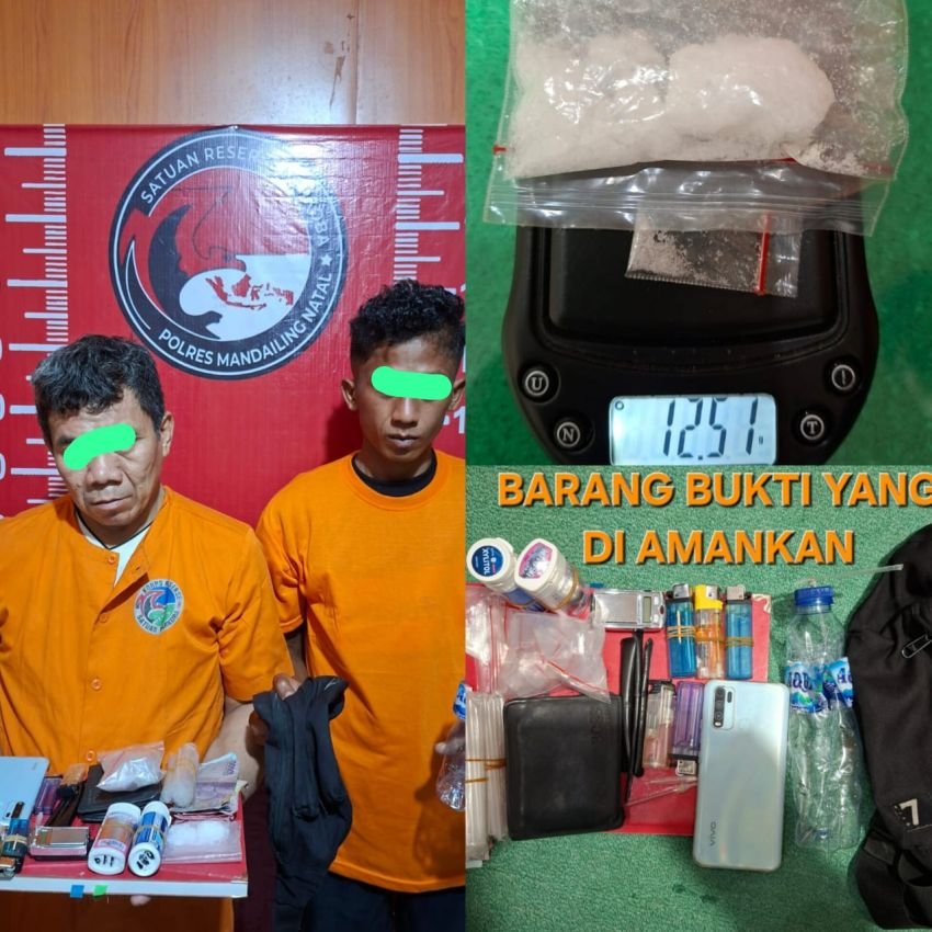 Satresnarkoba Polres Madina Tangkap Dua Pria Saat Transaksi Narkoba di Warung Hutabargot,Barbut Sabu 12,51 Gram Disita!