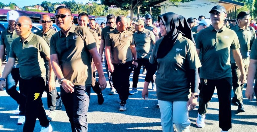 Bupati Simalungun ikuti olahraga Bersama Forkopimda di Makorem 022/PT
