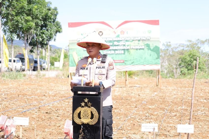 Polres Tapsel Tanam Jagung kuartal IV di Lapangan Astaka MTQ,AKBP Yon Edi Winara : Komitmen Polri Dukung Swasembada Pangan