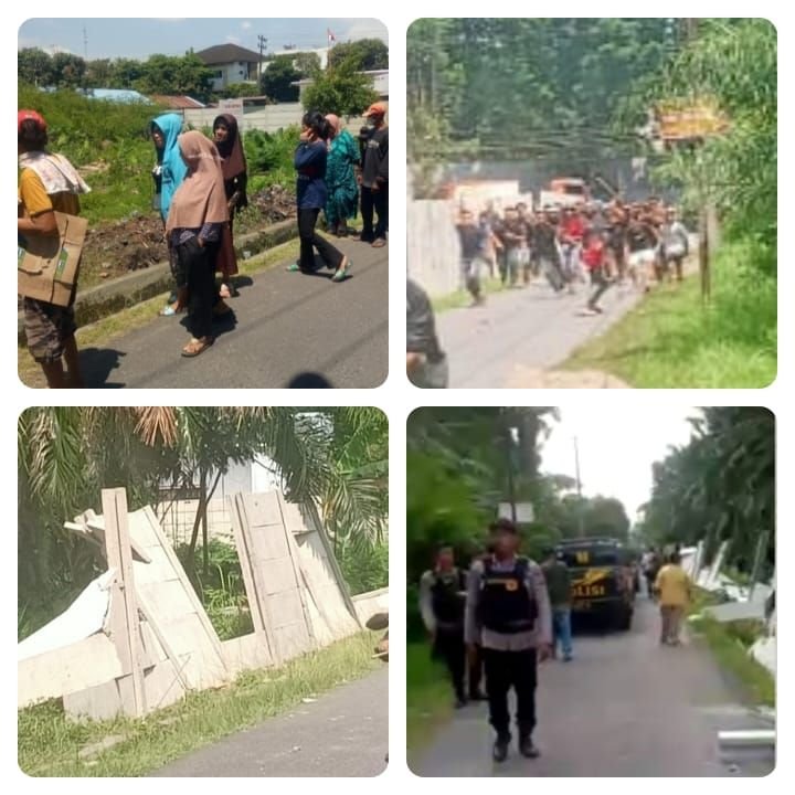 Puluhan OTK Serang Warga dan Rusak Tembok Pembatas Jl Pipa I Sari Rejo.