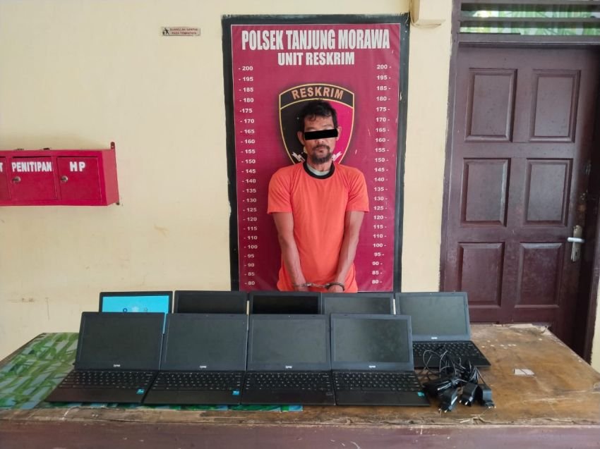 POLSEK TANJUNG MORAWA AMANKAN PELAKU PENCURIAN 13 UNIT LAPTOP DI SMP NAHDLATUL ULAMA DELI SERDANG