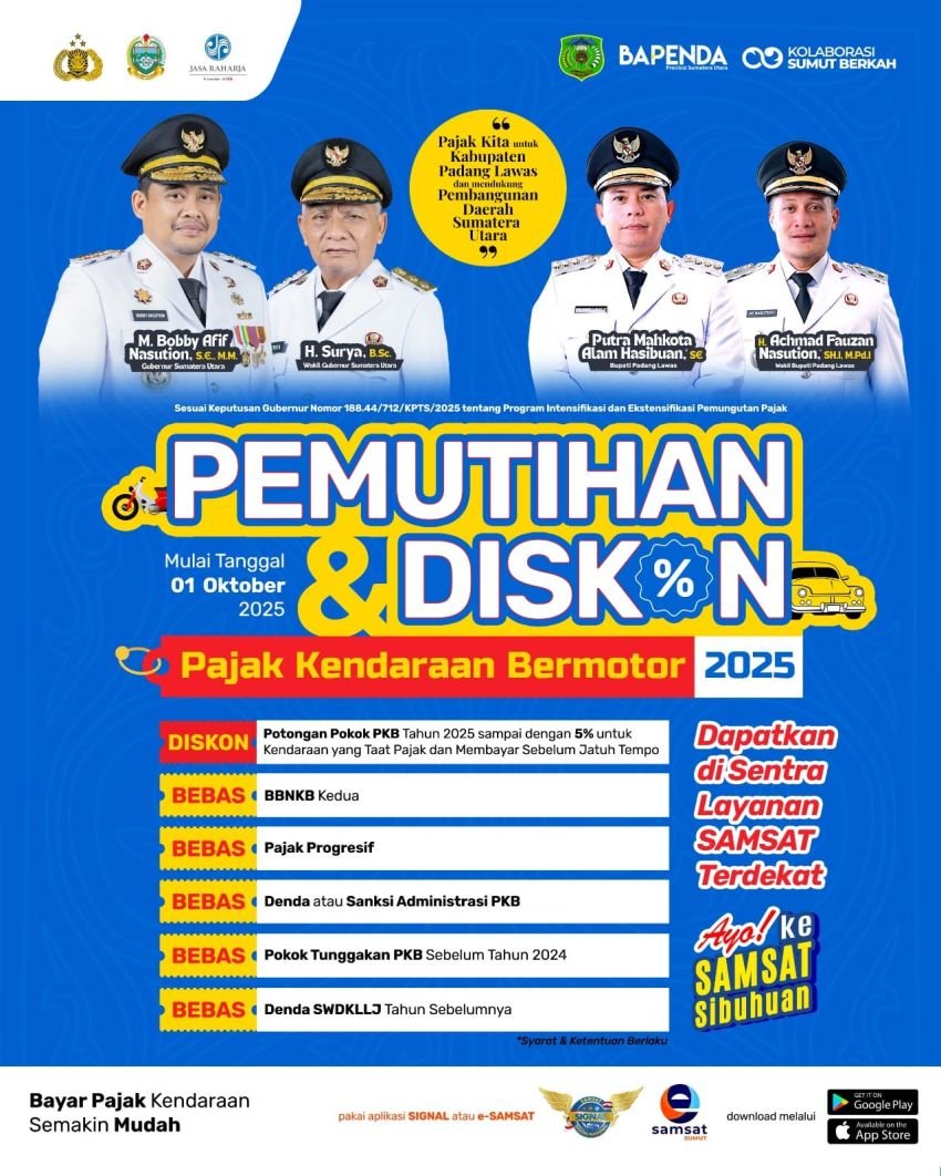 Pemprov Sumut Resmi Bebaskan Pajak Kendaraan: Warga Padang Lawas Diimbau Segera Manfaatkan Kesempatan Emas Ini