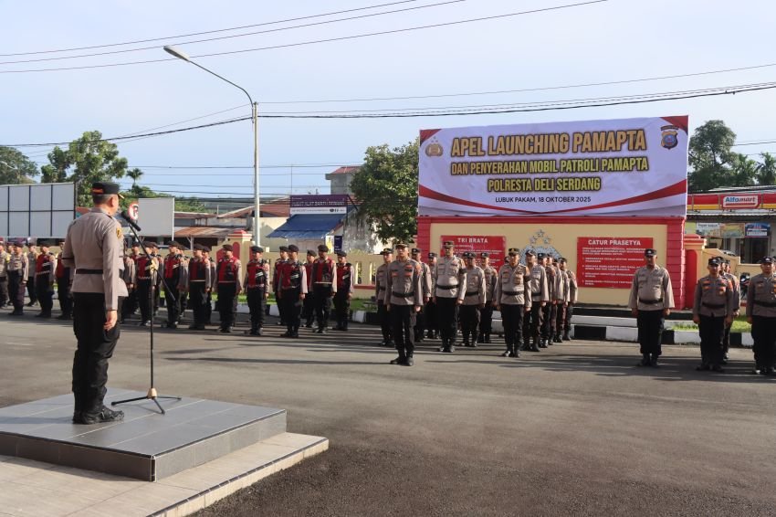 Polresta Deli Serdang Gelar Apel Launching Pamapta dan Penyerahan Mobil Patroli