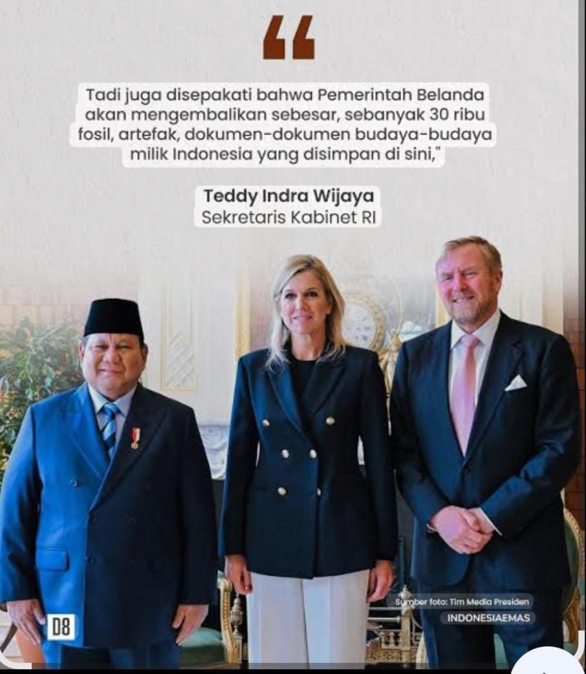 Maju Indonesia : Pengembalian 30 Ribu Benda Purbakala Pemerintah Belanda kepada Republik Indonesia sebagai Simbol Kemitraan yang Sejajar