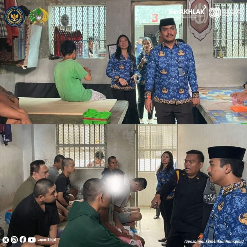 Petugas LAPAS Binjai Kontrol Langsung Pembagian Makanan Bagi Warga Binaan