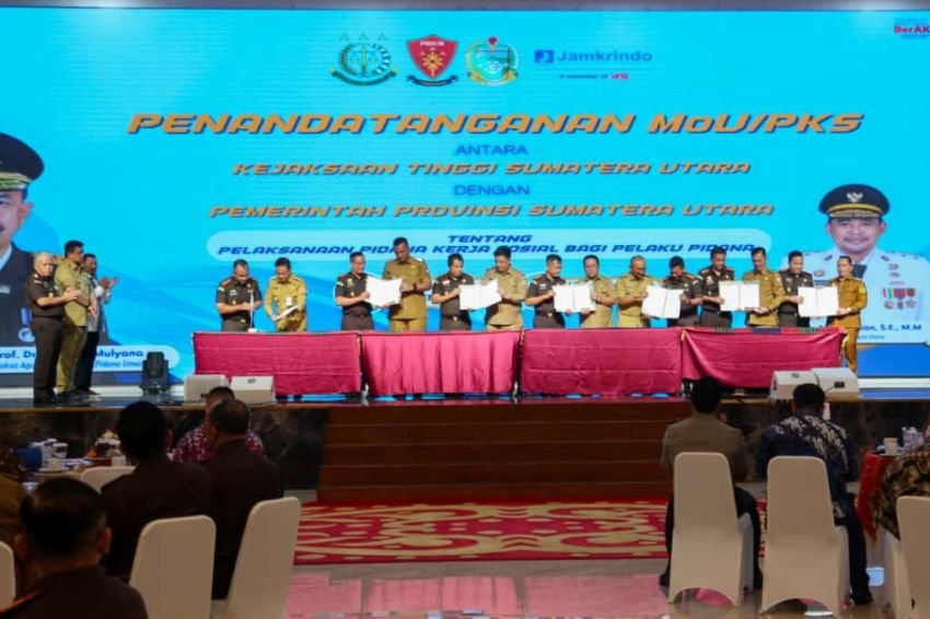 Kdh se-Sumut Tandatangani MoU dengan Kejari Kabupaten/Kota tentang Pelaksanaan Pidana Kerja Sosial bagi Pelaku Pidana