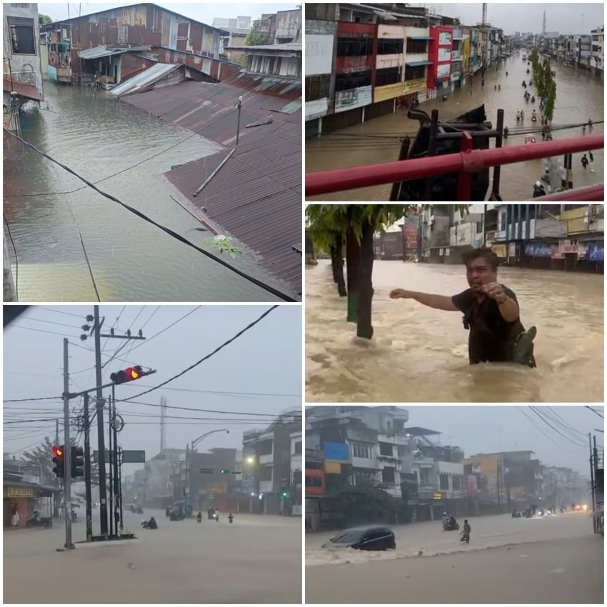 Sejumlah Titik Pemukiman dan Ruas Jalan di Kota Medan Terendam Banjir