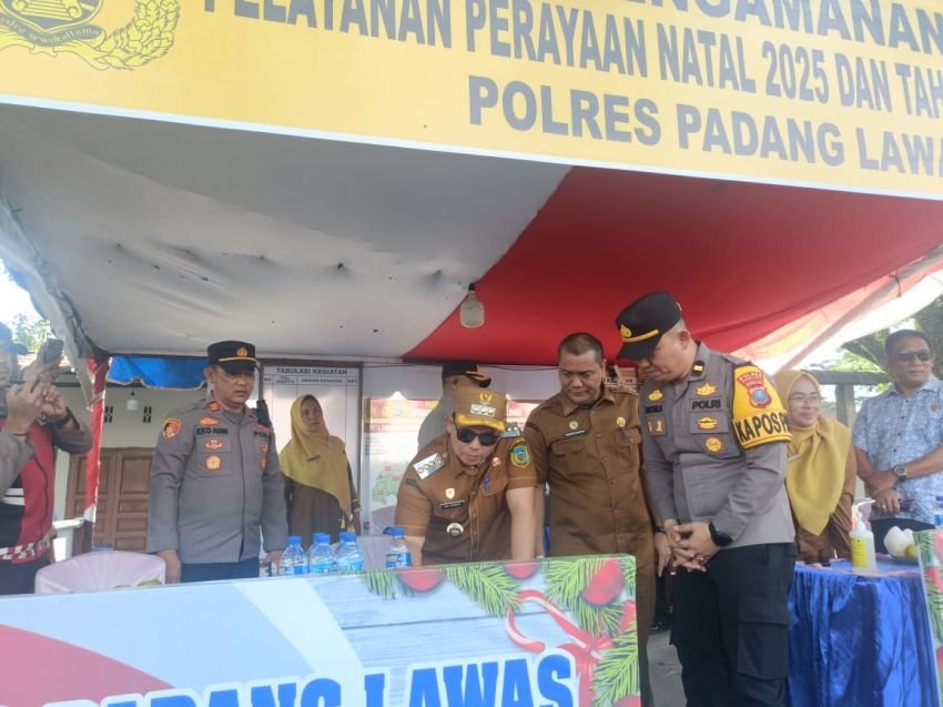 Polres Padang Lawas Perketat Pengamanan Nataru, Kapolres dan Bupati Cek Langsung Pospam II Sosa
