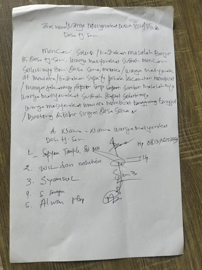 Warga Dusun VII dan VIII Desa Tj. Sari Minta Solusi Banjir, Ajukan Usulan Normalisasi Sungai dan Pembuatan Tanggul