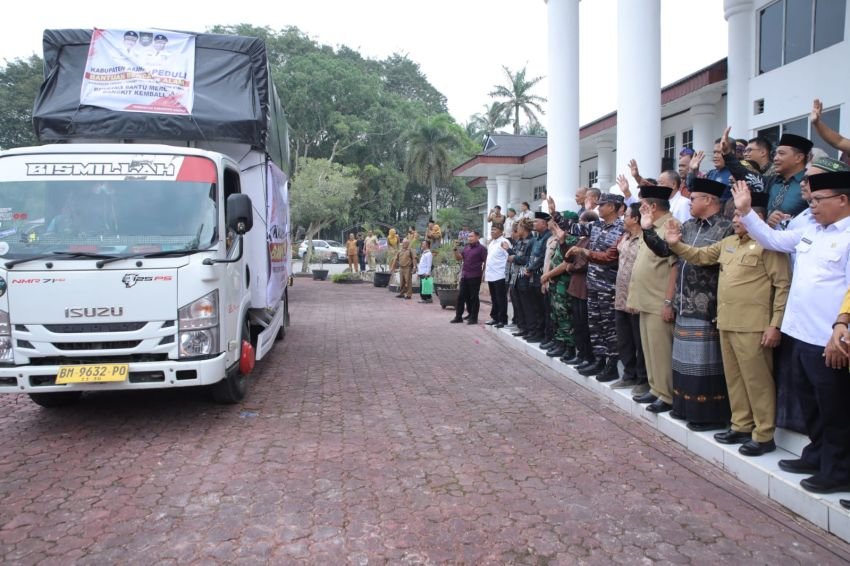 Bupati Asahan Bersama Danlanal dan Forkopimda Lepas Bantuan untuk Korban Bencana di Sumut Aceh, dan Sumbar