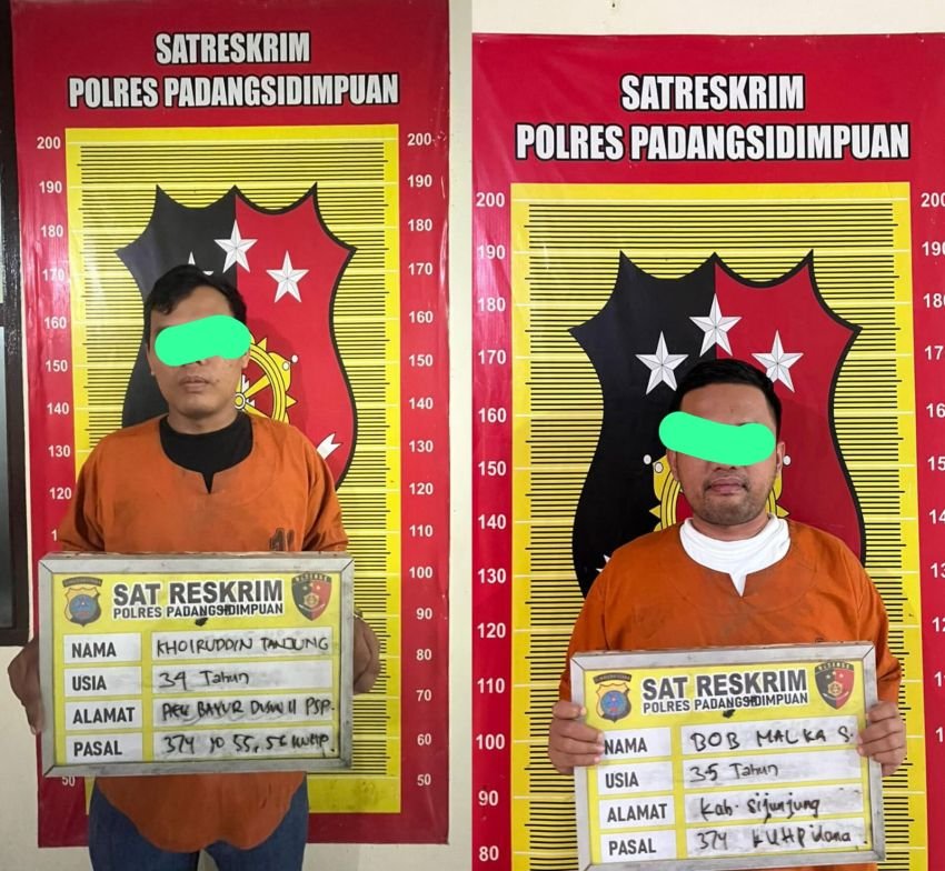 Rugikan Perusahaan Rp91 Juta, Dua Pelaku Penggelapan Jabatan Diciduk Polres Padangsidimpuan