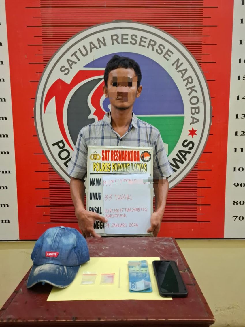 Tak Berkutik Saat Digeledah Satresnarkoba Polres Padang Lawas, Sabu Ditemukan di Topi Pelaku