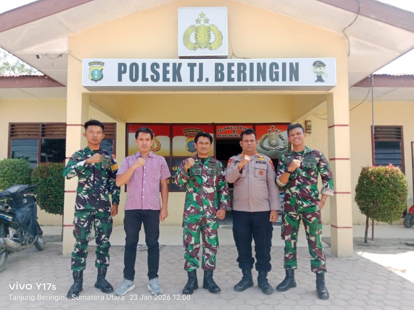 Sinergi TNI&ndash;Polri, Danpos TNI AL Bedagai Sambangi Kapolsek Tanjung Beringin