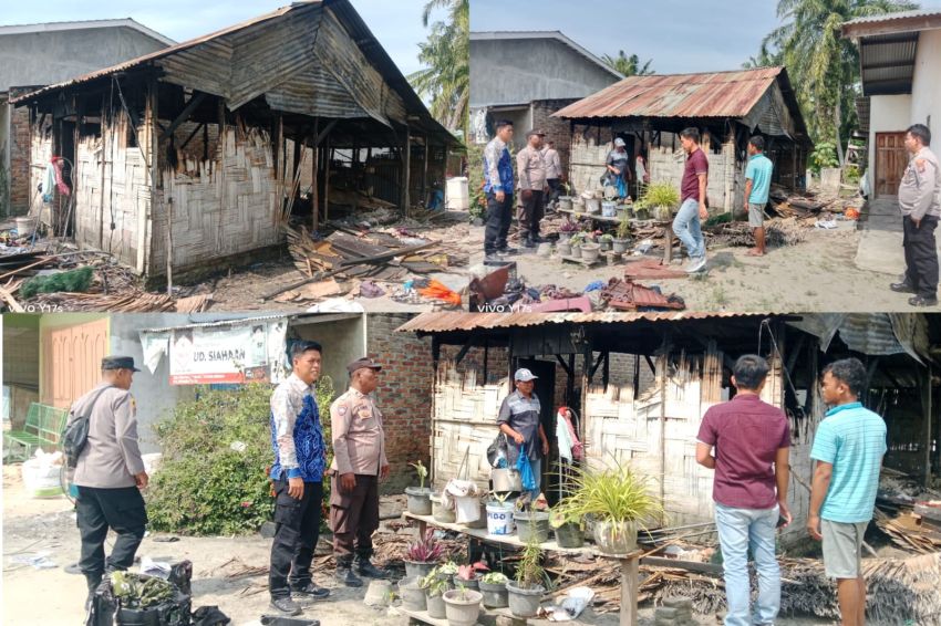 Satu Unit Rumah di Desa Tebing Tinggi Ludes Terbakar, Kapolsek dan Camat Tanjung Beringin Langsung Ambil Tindakan