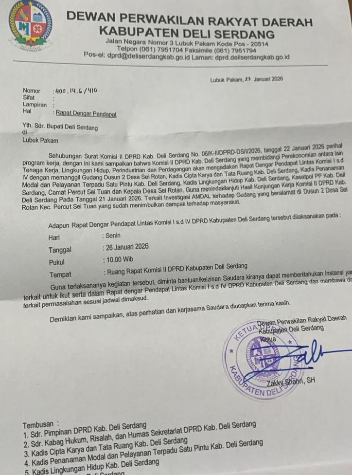 Gudang Bermasalah di Sei Rotan Disorot DPRD Deli Serdang, Dugaan Pelanggaran AMDAL Menguat