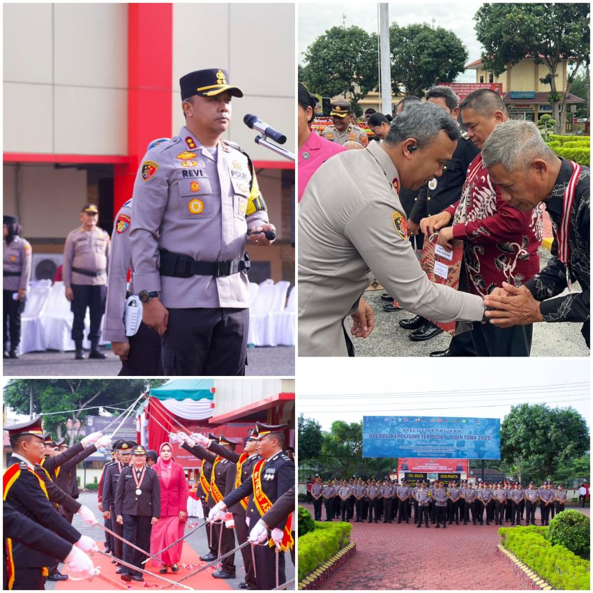 Kapolres Asahan Pimpin Korps Raport Kenaikan Pangkat dan Pelepasan Purna Bhakti Personel Polres Asahan