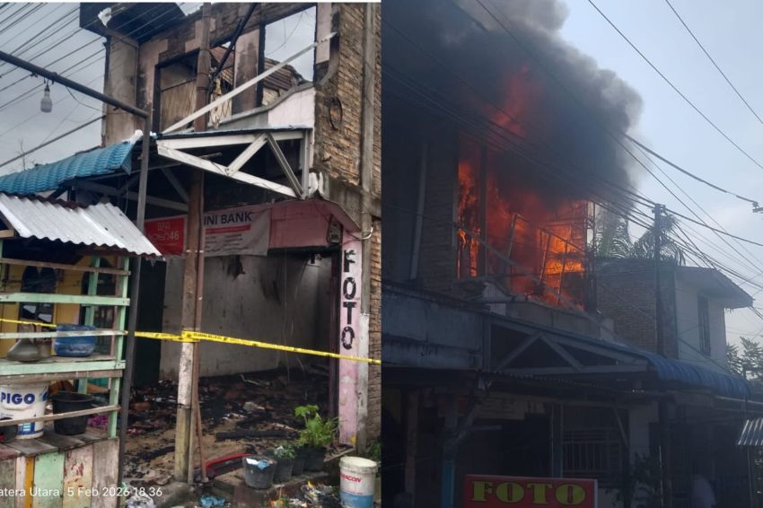 Ruko Dua Lantai di Tanjung Beringin Terbakar, Kerugian Ditaksir Ratusan Juta