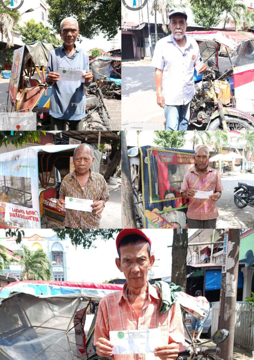 BAKOPAM SUMUT SALURKAN SANTUNAN UNTUK PENARIK BECAK DI MEDAN AREA