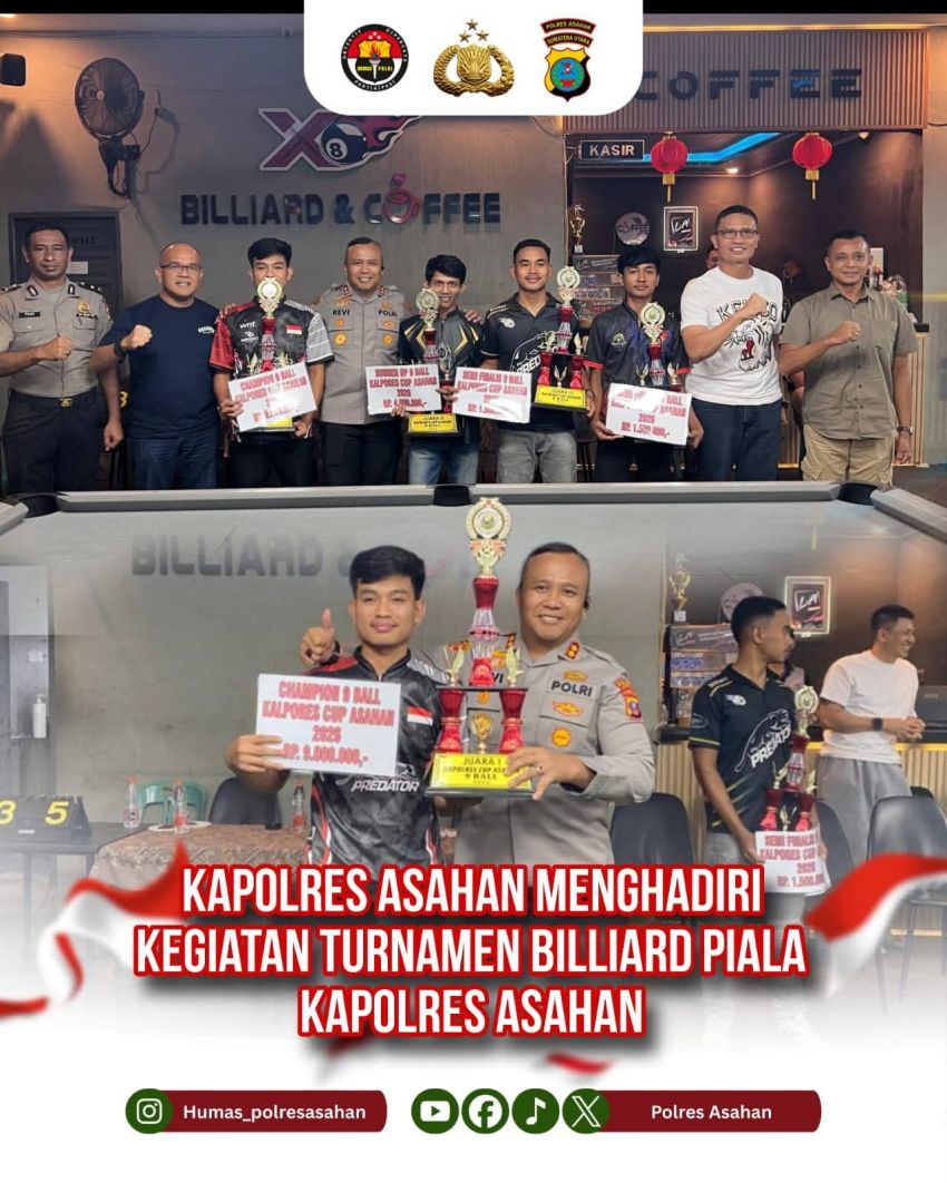 Kejuaraan Billiard 9 Ball Piala Kapolres Cup Asahan Resmi Dibuka AKBP Revi Nurvelani, SH, SIK, MH