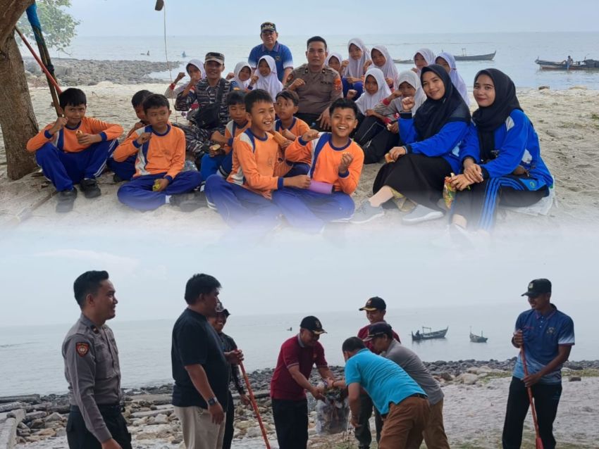 Ratusan Elemen Masyarakat Gelar Aksi Kurve Bersih Pantai di Kawasan Wisata Pantai Cermin