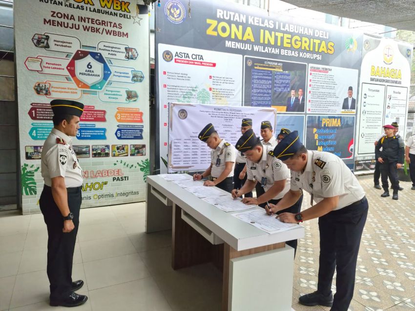 Rutan Kls I Labuhan Deli Gelar Apel dan Penandatanganan Komitmen Zona Integritas Menuju WBK&ndash;WBBM 2026