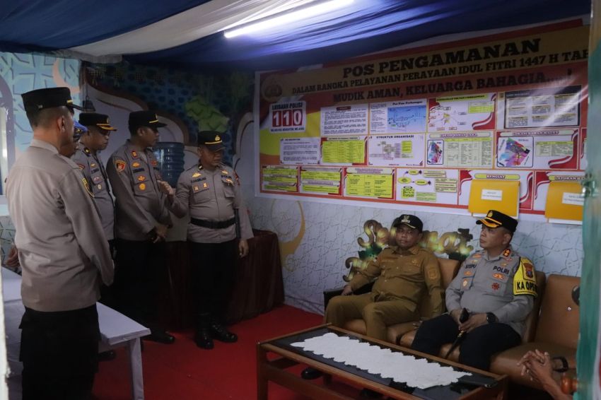 Didampingi Bupati Darma Wijaya, Kapolres Jhon Sitepu Cek Kesiapan Pos Pengamanan Lebaran di Sergai