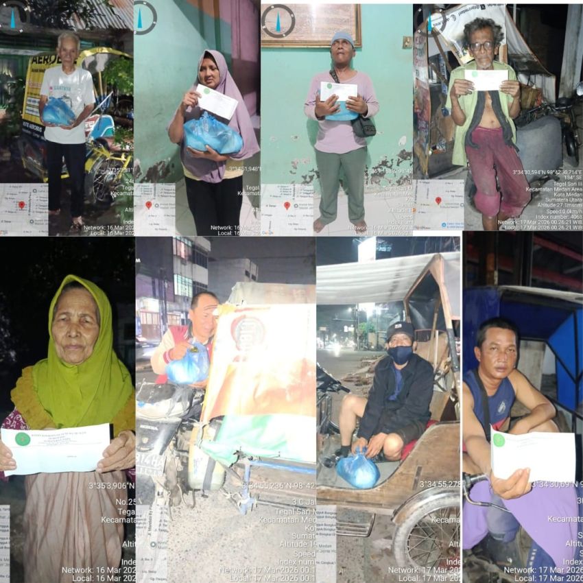 RAMADHAN KE-26, BAKOPAM SUMUT SALURKAN SANTUNAN DAN SEMBAKO UNTUK TUNA NETRA, PENARIK BECAK DAN LANSIA