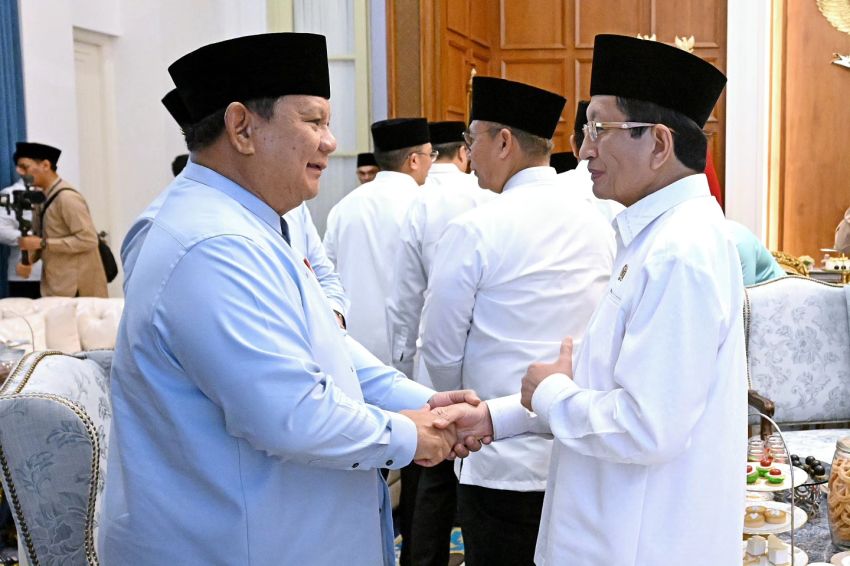 Prabowo Gelar Halal Bihalal Bersama Menteri di Istana Merdeka