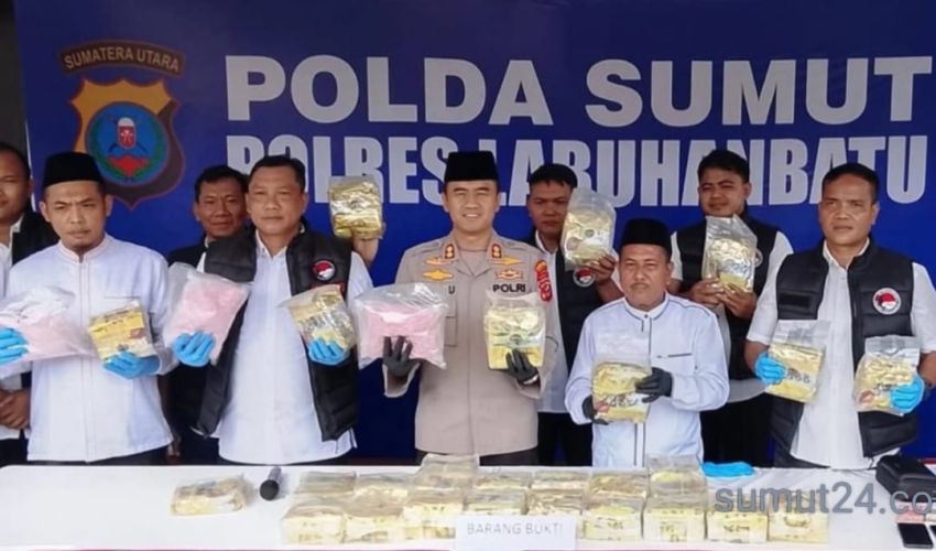 Polres Labuhan Batu Ungkap Jaringan Narkoba Internasional Tangkap 2 TSK, Berikut 31,5 Kg Sabu & 30.000 Ekstasi di Sita