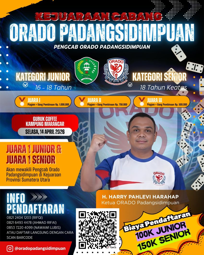 Ubah Stigma Domino dari Judi ke Prestasi, ORADO Padangsidimpuan Siapkan Atlet Berbakat
