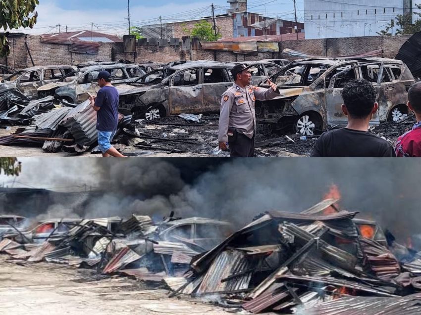 Gudang Penitipan Mobil di Kisaran Ludes Terbakar, 23 Kendaraan Hangus, Kerugian Capai Rp4 Miliar