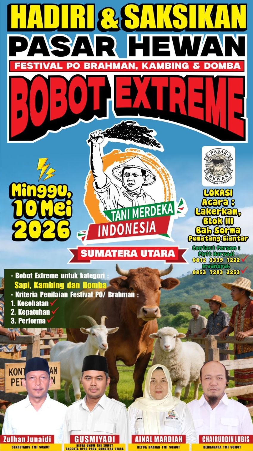 Tani Merdeka Sumut Gelar Festival Pasar Hewan &ldquo;Bobot Extreme&rdquo; ke-V di Pematang Siantar