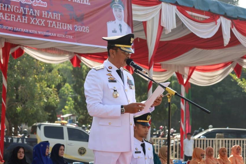 Bupati Madina Saipullah Nasution Serukan Percepatan Pembangunan Saat Upacara Hari Otonomi Daerah 2026