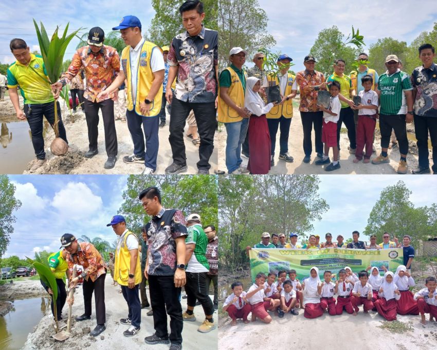 Pemkab Sergai Bersama Lions Club Tanam Ratusan Pohon di Pantai Merdeka, Perkuat Pelestarian Lingkungan Pesisir