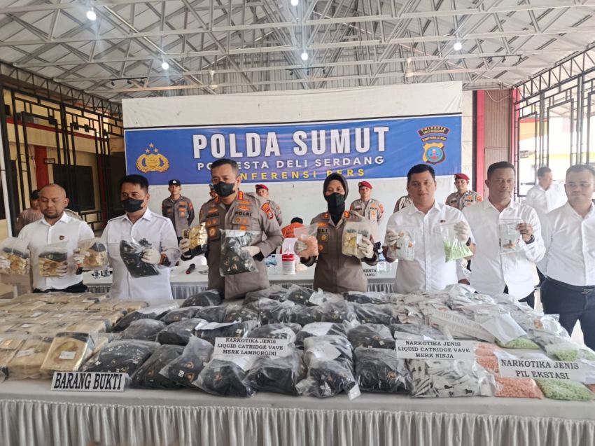 Polresta Deli Serdang Bongkar Jaringan Narkoba Internasional di Pintu Tol Lubuk Pakam, Barang Bukti Senilai Rp 57 Miliar Disita