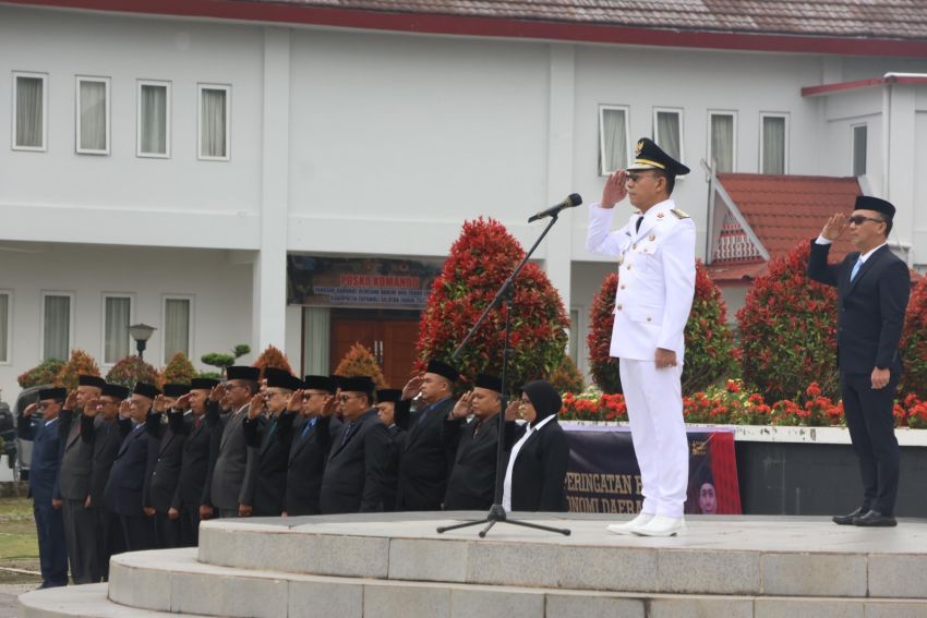 Bupati Gus Irawan Pimpin Upacara Hari Otonomi Daerah 2026, Tegaskan Arah Baru Pembangunan Tapsel