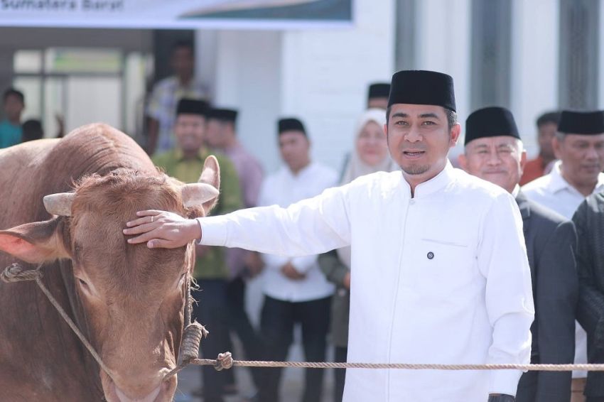 WAKO SOLOK RAMADHANI KIRANA PUTRA DiDAMPINGI WAWAKO SALURKAN SAPI KURBAN 1 TON BANTUAN PRESIDEN.