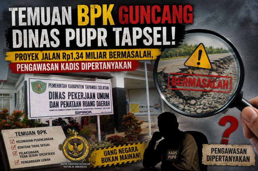 Temuan BPK Guncang Dinas PUPR Tapsel! Proyek Jalan Rp1,34 Miliar Bermasalah, Pengawasan Kadis Dipertanyakan