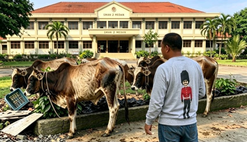 SMAN 2 Medan Potong 4 Ekor Sapi Kurban, Daging Dibagikan ke Guru dan Warga