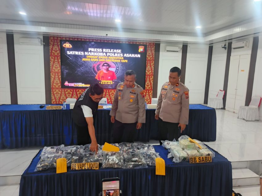 Sat Narkoba Polres Asahan Gagalkan Edar 10 Kg Sabu Dan 1.500 Vape Berzat Berbahaya, 11.500 Jiwa Diselamatkan