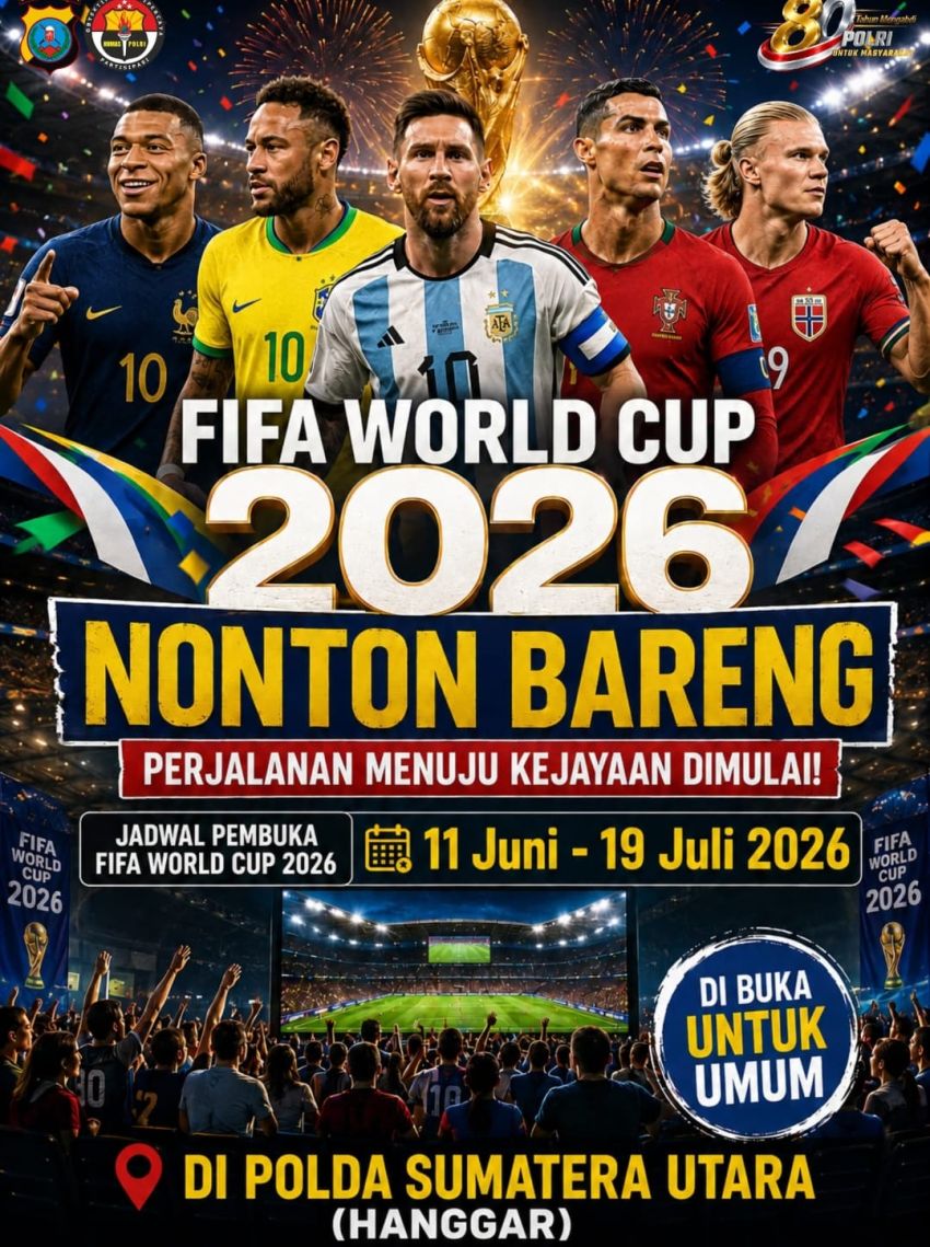 Piala Dunia 2026 Bergulir, Polda Sumut Buka Nobar Gratis untuk Masyarakat hingga Laga Final