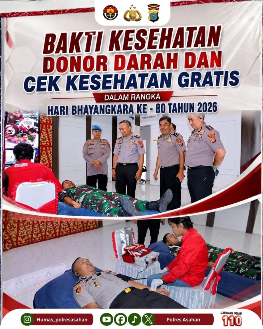 HUT Bhayangkara ke-80, Polres Asahan Gelar Donor Darah Dengan Setetes Darah Bukti Nyata Pengabdian untuk Negeri